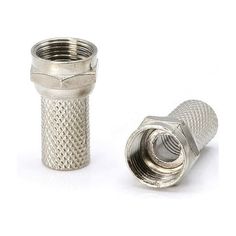 two metal knobs on a white background with one in the foreground and the other in the back ground