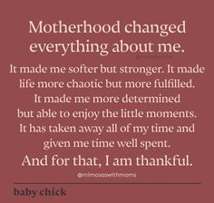 the quote for motherhood changed everything about me