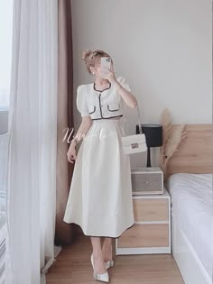 Sunday Dress Mizo Simple, Sunday Dress Mizo, Korean Outfits Ideas, Long Tshirt Dress, Long Flared Skirt, Korean Female Fashion, Korea Dress, Classy Skirts, Simple Frock Design