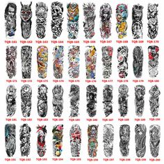 an image of many different designs on the back of skateboarders'arms and legs