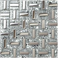 an artistic tile design in silver and white