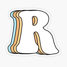 the letter r in orange, blue and yellow sticker