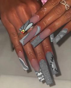 Over The Top Nails, White Acrylic Nails, Long Acrylic Nail Designs, Glow Nails, Drip Nails, Colored Acrylic Nails, Cute Acrylic Nail Designs, Dope Nail Designs, Short Square Acrylic Nails