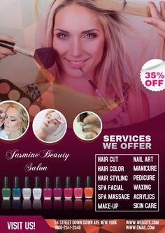 Salon Hair Color, Salon Logo Design, Photoshop Tutorial Photo Editing, Facial Waxing, Beauty Parlour, How To Cut Nails, Nail Art Salon, Promotional Flyers