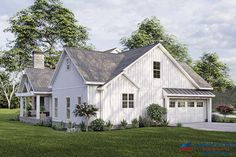 this is an artist's rendering of the farmhouse style house plans that are available for purchase