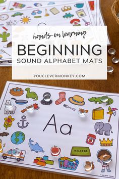 the beginning sound alphabet mats for kids to practice their handwriting and spelling skills with an activity sheet