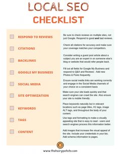 the local seo checklist for your website