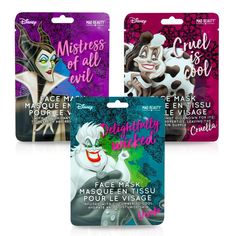 At Mad Beauty we love Disney Princesses but we have to admit we really love their Villians too and so have launched the villains range of face masks, they're wicked! Choice of: Ursula, Maleficent or Evil Queen Mad Beauty, Sheet Face Masks, Frozen Face, Reading Task Cards, Moisturizing Face Mask, Disney Makeup, Face Sheet Mask, Makijaż Smokey Eye, Face Mask Set