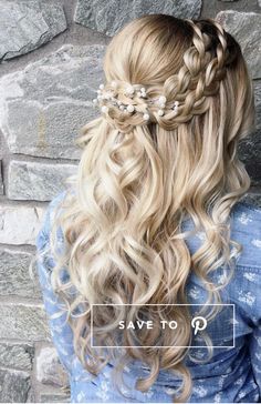 Braided Wedding Hair, Long Blonde Curls, Wedding Hair Ideas, Homecoming Hairstyles Updos, Homecoming Hair Down