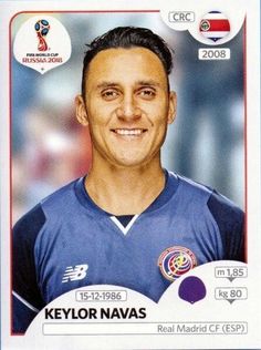 a soccer card with a man smiling and wearing a blue shirt on it's back