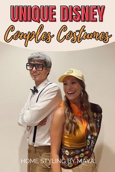 disney couples costumes, halloween costumes for couples Disney Channel Couple Costumes, Movie Fancy Dress Ideas Couples, Disney Themed Couples Costumes, Disney Character Couples Costumes, Couples Up Costume, Up Characters Pixar Costumes, Unique Disney Couple Costumes, Disney Up Costume Ideas, Up Halloween Costume Couple