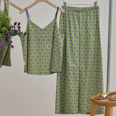 Shop Ever Lasting's high quality, soft, cozy and stylish bedding sets and start your next room makeover. Buy French Vintage Green Floral Silky Tank + Pants Pajama Set and enjoy its softness and quality. Our collections include duvet covers, comforters and bed sheets. Enjoy free US and international shipping. Green Pjs Aesthetic, Stylish Bedding, Floral Pajama Set, Aesthetic Cottagecore, Summer 2025, Stylish Beds, Cute Pajamas, Product Ideas, Womens Pyjama Sets