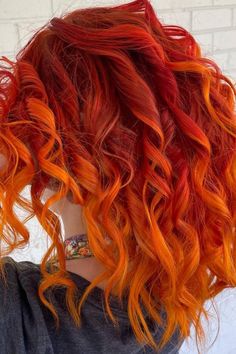 The melt of our dreams 🤪❤️🧡💛 @gothhairbabe used Poison and Cosmic Sunshine 💫 #AFpoison #AFcosmicsunshine Red And Orange Hair Color, Sunset Orange Hair, Orange Red Hair