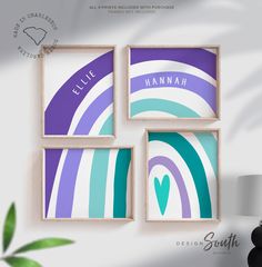 sister_monograms,girls_shared_room,twin_girl_nursery,twin_girl_room_art,heart_rainbow_love,baby_room_rainbow,purple_teal_aqua,purple_and_teal_room,purple_teal_rainbow,sister_nursery_art,sister_wall_decor,sister_room_wall_art,sister's_bedroom Aqua Girls Bedroom, Girls Room Purple, Rainbow Themed Room, Wall Art For Girls Room, Aqua Room, Art For Girls Room, Flamingo Nursery Decor, Wall Art For Girls, Purple Girls Room