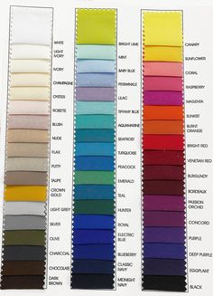 the color chart for different shades of paint