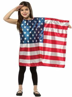 Rasta Imposta - USA Flag Tunic Child Costume.   sg Girls Angel Costume, Patriotic Costumes, American Flag Dress, Flag Dress, Patriotic Dresses, Black Halloween Dress, Dress Up Outfits, Random Memes, Whisper Quotes