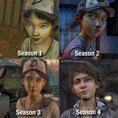 the walking dead season 1, season 2 and season 4 are shown in four different pictures