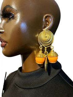 African ball drop earrings African Earrings Handmade, African Inspired Earrings, Fulani Earrings, African Shop, Afrocentric Earrings, Ball Drop Earrings, Aluminum Earrings, Horn Earrings, Earthy Jewelry