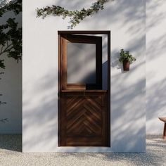 The Herringbone Dutch Door features a striking herringbone pattern on the lower door leaf for a textured look. A single glass panel on the top leaf is framed in traditional mortise and tenon joinery, creating a balanced and tasteful design. Customize yours in your choice of twenty wood species, four glass types, and nine upper door leaf options. Pictured with Door Matched Wood Jamb. Modern Dutch Door Entrance, Dutch Door Front Door, Glass Wood Door, Dutch Door Modern, Wood Dutch Door, Modern Dutch Door, Dutch Front Door With Screen, Modern Dutch Door Metal, Solid Dutch Door With Shelf