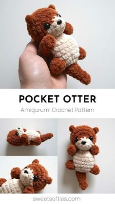 there is a small crocheted stuffed animal that looks like a teddy bear