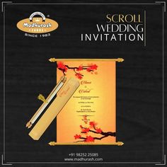 Scroll Wedding Invite | Scroll Invitation | Scroll Wedding Card | Madhurash Cards Scroll Invites Wedding, Purple Scroll Invitations, Invitation Scroll, Scroll Wedding Invitations Royals, Scroll Wedding Invitations Vintage