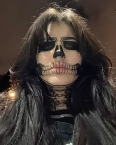 Goth Halloween Costume, Holloween Makeup, Skeleton Face, Skeleton Makeup, Halloween Makeup Pretty, Horror Makeup, Halloween Makeup Inspiration, Scary Makeup