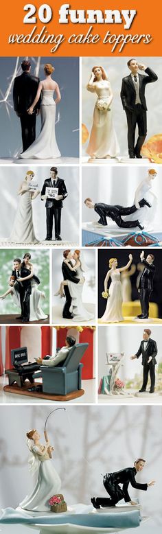 the wedding cake toppers are all different styles