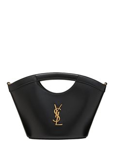 Saint Laurent Mini Top-handle Bag Ysl Logo, Mini Top, Bronze Hardware, Cut Out Top, The Saint, Open Top, Handle Bag, Crossbody Strap, Smooth Leather