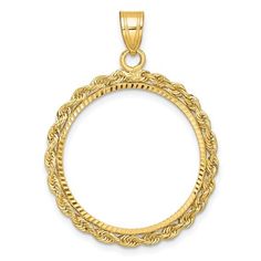 an 18k yellow gold pendant with twisted rope design on the front and back sides