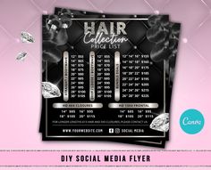 a flyer for a hair salon with diamonds on it