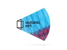 the logo for an art project with blue and pink paint on it, which reads artistic art