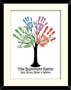 a family tree with handprints on it and the words, the bulovavsky family