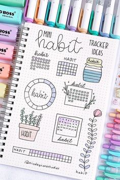 Habit Tracker Doodle, Bujo Study Tracker, Journal Spreads Ideas, May Habit Tracker, Ideas De Bullet Journal, Bujo Habit Tracker, Bullet Journal Tracker Ideas, April Inspiration, Habit Tracker Journal