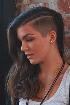 One Shaved Side Hairstyles, Partly Shaved Hairstyles, Long Shaved Hairstyles For Women, Half Shaved Hair Women, Shaved Head Ideas For Women, Half Long Half Short Hair Haircuts, Side Shaved Hairstyles Long Hair For Women, Quarter Shaved Hair Women, Long Side Shaved Hairstyles