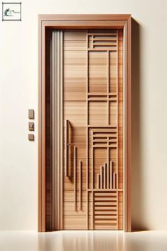 the door is made out of wood and has an abstract design on it's side