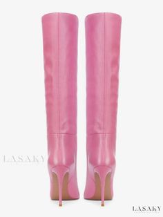 Lasaky - Pointed-toe Stiletto Heel Knee Boots - Elegant High Heel Knee-high Boots Spring Knee-high Boots With Reinforced Heel And Pointed Toe, Party Mid-calf Boots With Reinforced Heel And Square Toe, Elegant Closed Toe Knee-high Boots For Party, Fitted Knee-high Boots With Pointed Toe, Party Mid-calf Boots With Pointed Toe And Sculpted Heel, Elegant Fitted Platform Boots With Almond Toe, Fitted Pink Knee-high Heeled Boots, Party Knee-high Boots With Padded Heel And Round Toe, Pink Fitted High Heel Knee-high Boots