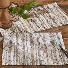 Bring a warm and inviting look to everyday meals or casual get-togethers with this rustic style table runner with birch tree print. Lay it flat in the center of a table to enhance the natural beauty of a dining surface, while also providing a protective barrier between hot dishes and tabletop. This table runner can be used with placemats, or in place of them and it will provide texture and grace to any farmhouse, country, rustic or traditional tablescape. Ski Lodge Decor, Patchwork Table Runner, Black Forest Decor, Birch Forest, Tree Table, Park Designs, Rustic Bedding, Rustic Holiday, Kitchen Dinnerware