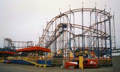 the roller coaster at an amusement park