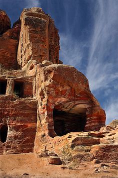 the rock formations are made to look like they have been carved out of clay and stone