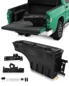 the back end of a pickup truck with its cargo compartment open