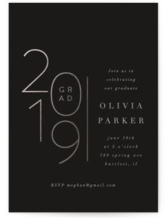 the modern black and white graduation party card