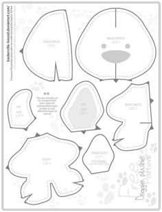 the cut out pattern for a teddy bear's head and tail, which is also in