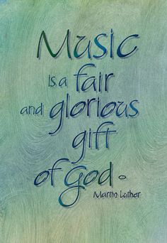 a painting with the words music is a fair and glorious gift of god on it