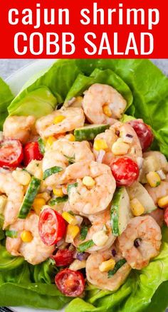 shrimp salad with corn and tomatoes in lettuce leaves