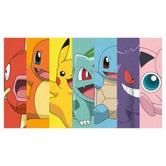 the pokemon characters are all different colors