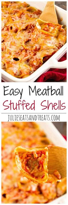 an easy meatball stuffed shells casserole recipe