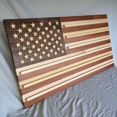 an american flag made out of wooden strips