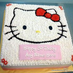 a hello kitty birthday cake with white frosting