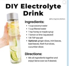 Electrolyte Drinks Diy, Make Your Own Electrolyte Water, Diy Electrolyte Water Recipe, Water With Electrolytes, Hydrating Drinks Healthy, Diy Electrolyte Drink Coconut Water, Make Your Own Electrolyte Drink, Electrolytes Water Diy, Morning Electrolyte Drink