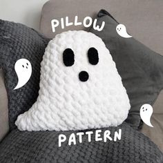 a pillow that has been made to look like a ghost with the words pillow written on it